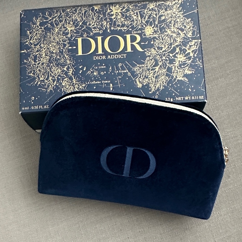 Dior Navy Velvet Cosmetic Bag